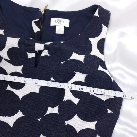 Loft Shift Dress Women's Size 6P Sleeveless Blue & White w/Pockets - Picture 5 of 13